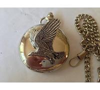 B14 Eagle polished silver case mens GIFT quartz pocket watch fob made in sheffield