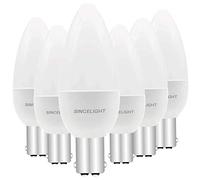 B15 BA15D LED Candle Light Bulb, B35 Shape with Milky Diffuser, 5 Watt, Cold White 6500K & RA≈92 High Color Rending, 500 Lumens≈50W Equivalent, Non-Dimmable, Pack of 6