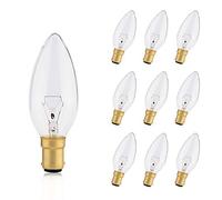 B15 Candle Bulb, 10 Pack SBC Candle Bulbs 25W, SBC B15 Bayonet Bulb Dimmable, Warm White 2700K, 250 Lumens