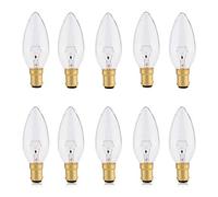B15 Candle Bulb 2̣5̣Ẉ, 10 Pack SBC Dimmable Small Bayonet Light Bulbs Soft Warm White 2700K, 260 Lumens, by Fancibuy