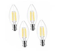 B15 LED Bulbs C35, 6W 60W Equivalent, 3000K Warm White, 600lm, Bayonet Cap Candle Bulb, Non Dimmable, for Chandelier Wall Lamp(4 Pack)