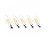 B15 LED Bulbs C35, 6W 60W Equivalent, 3000K Warm White, 600lm, Bayonet Cap Candle Bulb, Non Dimmable, for Chandelier Wall Lamp(6 Pack)