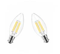 B15 LED Bulbs C35, 6W 60W Equivalent, 3000K Warm White, 600lm, Bayonet Cap Candle Bulb, Non Dimmable, for Chandelier Wall Lamp(2 Pack)