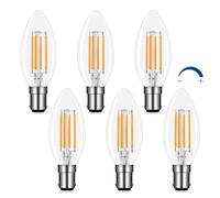 B15 Small Bayonet LED Candle Bulbs 4W Dimmable Warm White 2700K, 400LM, Equivalent B15 40W Incandescent, AC 220V, SBC C35 Small Bayonet Cap Candle Light Bulb for Chandelier, NOT Standard Size, 6pcs