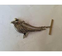 B16 Standing Pheasant Tack Tie Pin With Chain english pewter handmade in sheffield