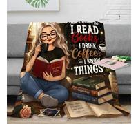 B1M7H4E9S Book lover print fleece throw blanket cozy microfiber sofa decor | 70×80inch plush microfiber touch lightweight warmth reading nook accent 3D print design gift ready