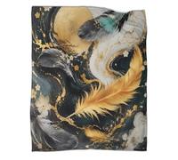 B1M7H4E9S Feather swirl 3D print microfiber throw blanket soft fleece feel | 60x80inch plush microfiber touch lightweight warmth sofa bed accent modern decor travel gift