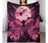 B1M7H4E9S Gothic bat castle microfiber throw blanket soft fleece feel | 70×80inch plush microfiber lightweight warmth sofa bed use gothic decor 3D print bold design home travel throw