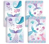 B1ykin Mermaid Spiral Notebooks - 50 Sheets 100 Pages A5 Spiral Notebook, Cute Wire Bound Notebook Journal Planner for School, College, Office Travel, Gift for Teen Girls Women (2 Pack)