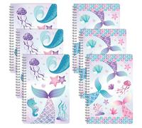 B1ykin Mermaid Spiral Notebooks - 50 Sheets 100 Pages A5 Spiral Notebook, Cute Wire Bound Notebook Journal Planner for School, College, Office Travel, Gift for Teen Girls Women (3 Pack)