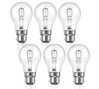 B22 Bayonet Light Bulb 42W Dimmable, Globe A55 B22d BC Bayonet Classic Clear Light Bulb, Warm White 2700K, 650LM, B22 GLS Clear Bulb for Chandelier, Ceiling Light Bulb, Pack of 6
