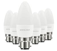 B22 LED Candle Light Bulb, B35 Shape with Milky Diffuser, 5 Watt, Netrual White 4000K & RA≈92 High Color Rending, 500 Lumens≈50W Equivalent, Non-Dimmable, BC Bayonet Cap, Pack of 6