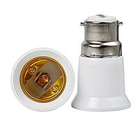 B22 to E27 Adapter, Light Bulb Adapter - Bayonet to Screw Socket Converter, White Plastic with On/Off Switch, for Ceiling, Fan, Light, Bulb