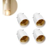 B22 to E27 Socket Adapter, Pack of 4 Bayonet to Edison Screw Light Bulb Converter, BC to ES Lamp Holder Adaptor for LED, CFL and Incandescent Bulbs, Heat-Resistant Lamp Base Converter
