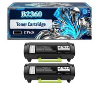 B2360 Toner Cartridge Compatible for Dell B2360D B2360DN B3460DN B3465DNF Printers, With Chip Large Capacity 2500 Pages (2-Pack Black)