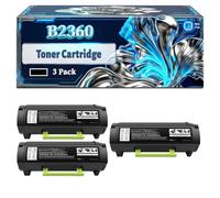 B2360 Toner Cartridge Compatible for Dell B2360D B2360DN B3460DN B3465DNF Printers, With Chip Large Capacity 2500 Pages (3 Pack Black)