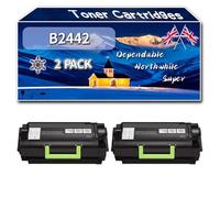 B2442 Toner Cartridges Compatible for Lexmark B2400 Series B2442 dw B2442 w MB 2442adwe Printers, High-Definition Printing Effect with Chip, 6000 Pages (2-Pack Black)