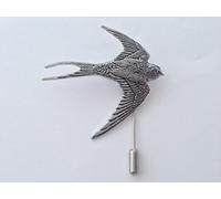 B25 Swallow fine english pewter Motif on a tie stick pin hat scarf collar coat