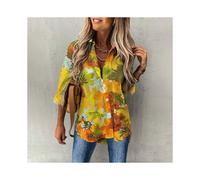 (B25SLCZ34131418, L) Summer Women's Hawaiian Shirts Flamingo Print Beach Party Shirts Button Down Fashion Long Sleeve Shirts Oversized Streetwear