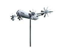 B29 Super Fortress Metal Windmill Yard Art Decorative Outdoor Aircraft Model Garden Ornament Windmill (White, 33X30X7CM)
