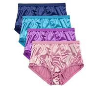 B2BODY Satin Panties Small to Plus Size Womens Underwear Full Coverage Brief Multi-Pack, Indigo, M