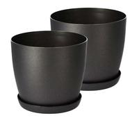 B2C 2pcs Flowerpot Planter Pot Matt With Saucer Drip Tray Pastel Color Plastic Minimalist Indoor Outdoor Pot Cover (Graphite, 30cm)