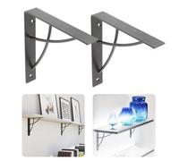 B2C 2X Wall Shelf Support Holder Bracket Steel Black Matt 40Kg Home Decor Neo
