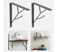 B2C 2X Wall Shelf Support Holder Bracket Steel Black Matt 40Kg Home Decor Tree