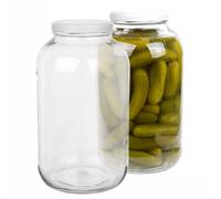 B2C 4.25L Glass Jar with white Lid 4250ml Large Brewing Fermentation Pickling Food Storage Dishwasher Safe Reusable Glass containers Leak proof (1)