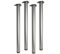 B2C 4X Round Table Legs Breakfast Bar Worktop Support Kitchen Round Matt Chrome 820mm + 20mm