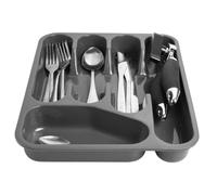 B2C 5-Compartment Plastic Cutlery Tray - Durable, Easy-to-Clean Drawer Organizer for Kitchen, Office & Crafts (Grey)