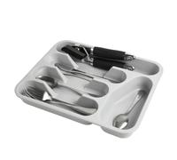 B2C 5-Compartment Plastic Cutlery Tray - Durable, Easy-to-Clean Drawer Organizer for Kitchen, Office & Crafts (LightGrey)