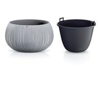 B2C Beton Effect Bowl Plastic Flower Plant Garden Indoor Outdoor Planter Pots Lined Concrete Effect Xl