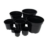B2C Black Plastic Plant Pot Flower Pots 0.5 1 2 3 4 5 7.5 10 12 15 25 32 45 Litre (1, 1L)