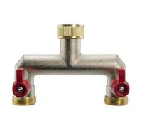 B2C Brass Tap Connector Splitter 2 3 4 Way Valve Adaptor Fitting Garden Hose Pipe (Brass 2 Way Splitter)