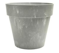 B2C Classic Flower Pot Planter Concrete Effect Round Plastic Cover Indoor Outdoor Strong Weather Resistant Minimalistic Traditional Flowerpot (Light Concrete, 6.8L (D25cm x H22.3cm))