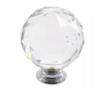 B2C Clear Crystal Diamond Glass Door Knobs Cupboard Drawer Furniture Handle Cabinet 30mm