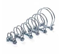 B2C DOUBLE WIRE HOSE CLIPS POND PIPE SCREW TIGHT KOI FISH FITTING FILTER PUMP WATER 12.5mm - 20mm - 25mm - 32mm - 38/40mm - 50mm (10 PACK, 50mm (2in))