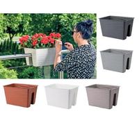 B2C Flower Bridge Hanging Planter Plant Pot Fence Railing Balcony Decking Garden Pot (Platinium, Small (27cm x 21cm))