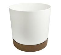 B2C Flower Pot Planter with Saucer Two Tone Matt Modern Decor Plastic Modern Cylindrical Planter with Drainage Holes Lightweight & Weather-Resistant Indoor & Outdoor (White, 1.2L (D128mm x H128mm))