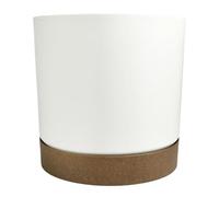 B2C Flower Pot Planter with Saucer Two Tone Matt Modern Decor Plastic Modern Cylindrical Planter with Drainage Holes Lightweight & Weather-Resistant Indoor & Outdoor (White, 1.8L (D148mm x H147mm))