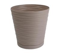 B2C Flower Pots 6 Colours 8 sizes Matt Plastic Plant Pots Planter + Saucer Tray Deco (Beige, 21 cm)