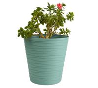 B2C Flower Pots 6 Colours 8 sizes Matt Plastic Plant Pots Planter + Saucer Tray Deco (Green, 25 cm)