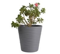 B2C Flower Pots 6 Colours 8 sizes Matt Plastic Plant Pots Planter + Saucer Tray Deco (Grey, 15 cm)