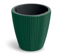 B2C Flowerpot Ridged Planter With Insert Indoor Outdoor Modern Elegant & Stylish Round Low W30Cm X H30Cm Pine Green