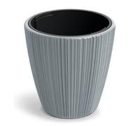 B2C Flowerpot Ridged Planter With Insert Indoor Outdoor Modern Elegant & Stylish Round Low W30Cm X H30Cm Light Grey