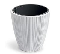 B2C Flowerpot Ridged Planter With Insert Indoor Outdoor Modern Elegant & Stylish Round Low W47Cm X H50Cm White