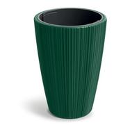 B2C Flowerpot Ridged Planter With Insert Indoor Outdoor Modern Elegant & Stylish Round Medium W40Cm X H55Cm Pine Green