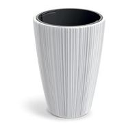B2C Flowerpot Ridged Planter With Insert Indoor Outdoor Modern Elegant & Stylish Round Medium W40Cm X H55Cm White