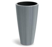 B2C Flowerpot Ridged Planter With Insert Indoor Outdoor Modern Elegant & Stylish Round Tall W40Cm X H73Cm Light Grey